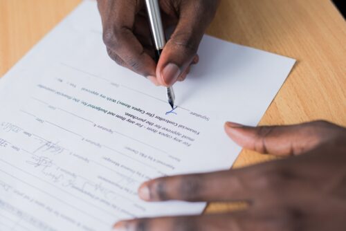 person signing document