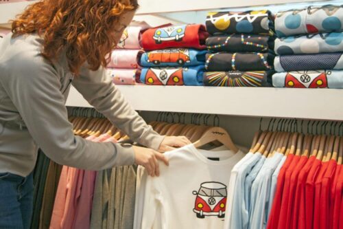 woman shopping shirts