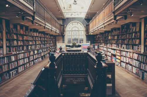 library shelves books