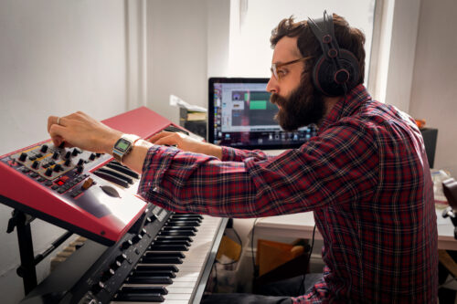man playing music